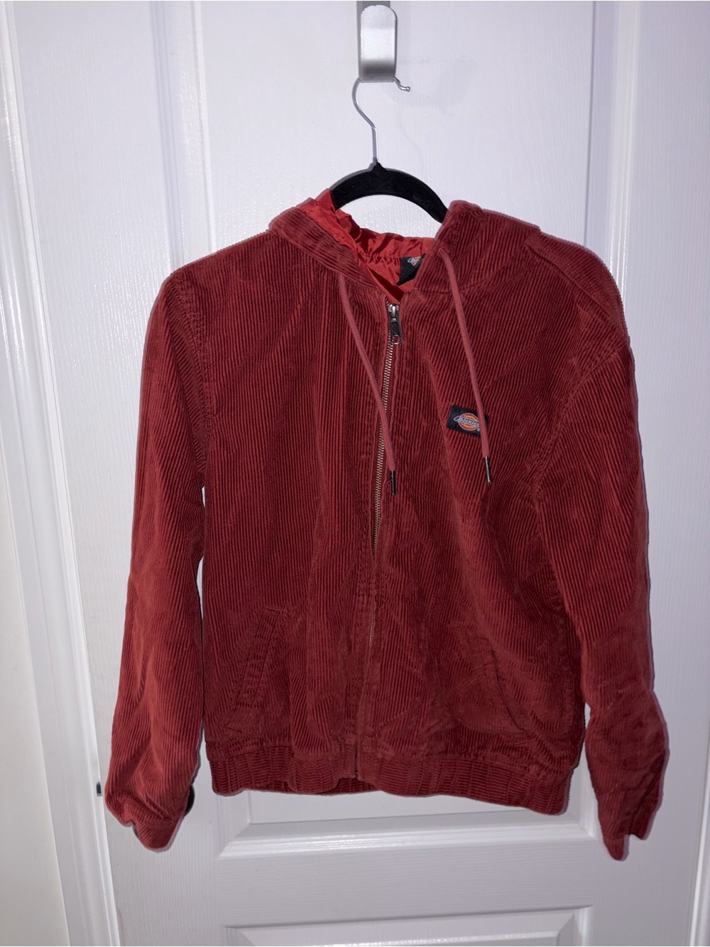Dickies Corduroy Zip Hoodie in Brick Red